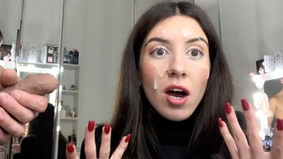 Ruined Makeup Cum on Face - Public Cumwalk on Street Fur Coat