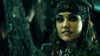 2 torrid pirate nymphs perform kinky things to a guy in the couch