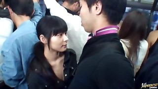 Wild Teen AV Gal On The Bus Drains Her Bf Until He Pops