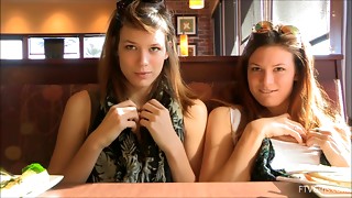 Nasty chicks Raylene and Romi flash their cabooses in reality pin