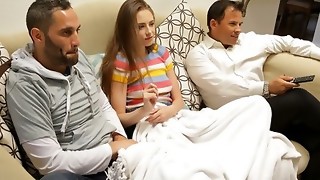 Youthful female seduced by a friends daddy on fucky-fucky in the pose of cancer...