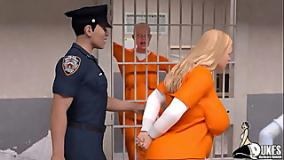 Yam-sized butt white bitch gets fucked deep by crazy correctional officer