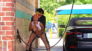 Gibby The Clown Smashes Banks At  A Local Car Wash In Wide Daylight