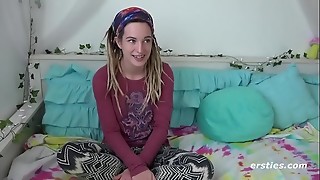 Hippie Woman Shoots a load Stiff Alone