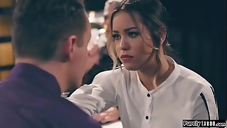 Guy has a time freezing tool and uses it right after the hot latin girl he has a punch on is proposed by another.He only unfreezes her and the only way to unbuckle it is if she will fellate and fuck him.Reluctant she faceholes him and is doggystyled
