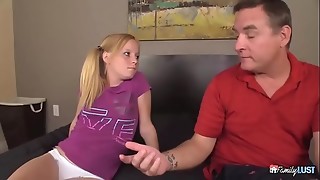 Ginger-haired Step Daughter-in-law got Penalized by Three Peckers