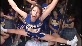 Asian Cheerleaders pummeled on a bus