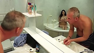Busty teen gets her pussy fucked by grandpa her big tits are perfect