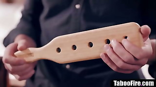 Stepdaughter finds stepfather's bondage & discipline fucktoy bevy