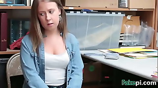 Innocent blonde school girl black mailed by fake manager